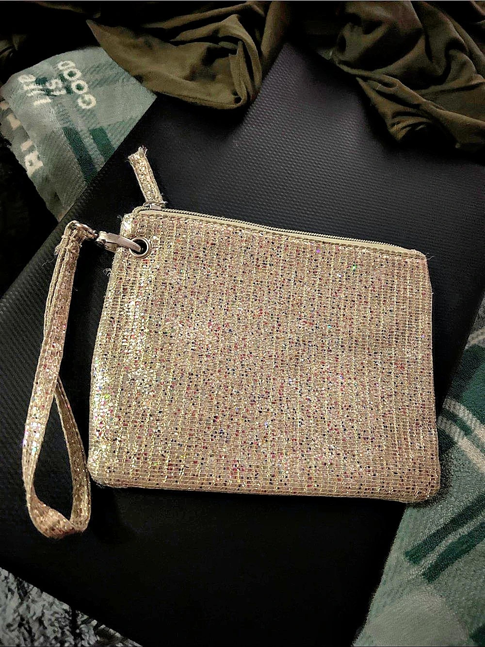 Gold Glitter Wristlet Clutch